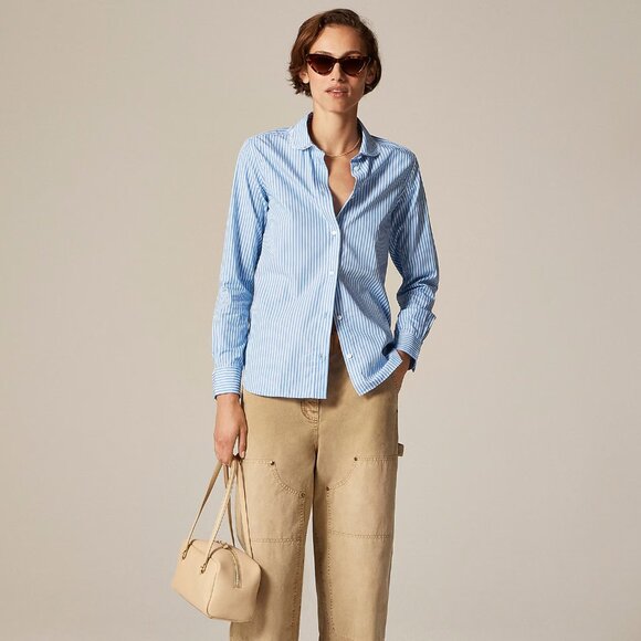 J.Crew Jules Club-Collar Shirt in Striped Cotton Poplin Size 8 NWT - Picture 2 of 8